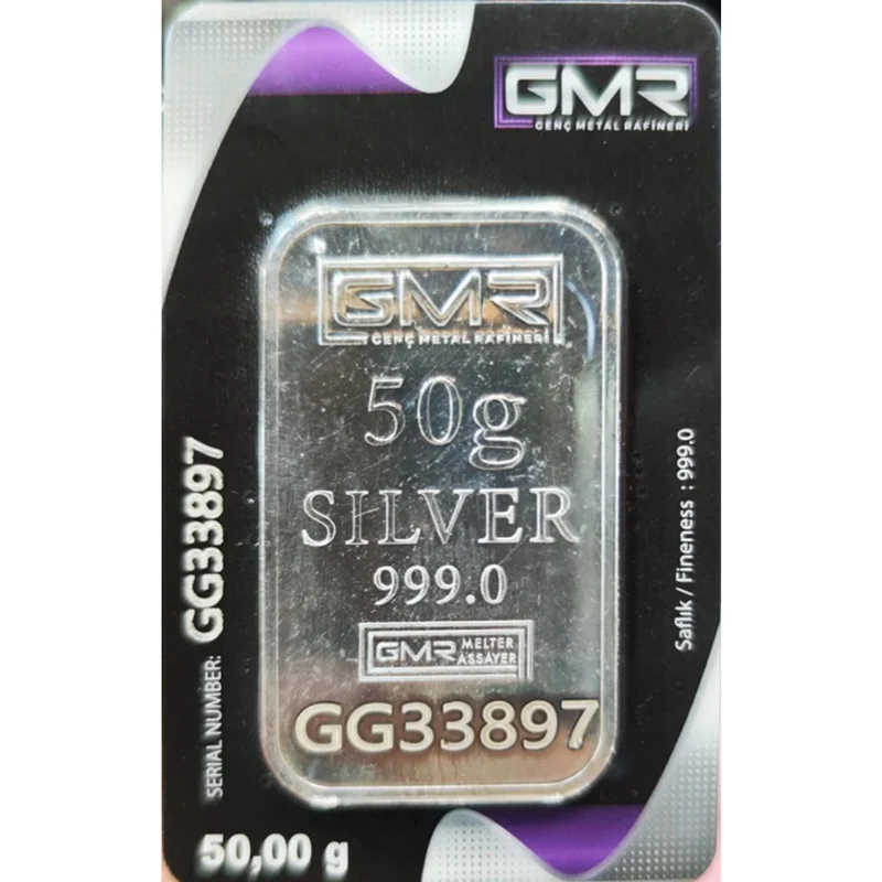 شمش نقره 50 گرمی GMR عیار 999