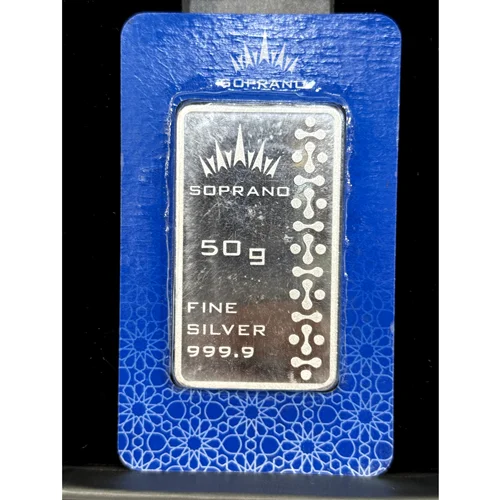 شمش نقره سوپرانو وزن 50 گرمی عیار 999.9
