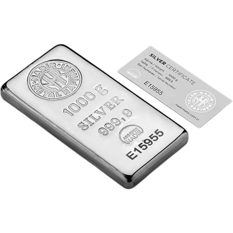 شمش نقره نادیر ترک 1000 گرمی عیار 999.9 سال 2025