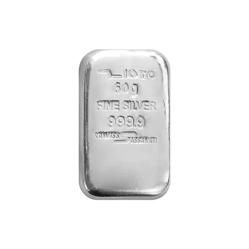 شمش نقره زیوتو 50 گرمی عیار 999.9 سال 2025