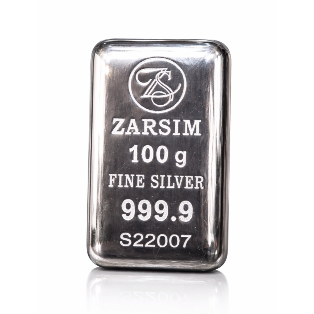 شمش نقره برند زرسیم (ZARSIM) 100 زرسیم عیار 999.9