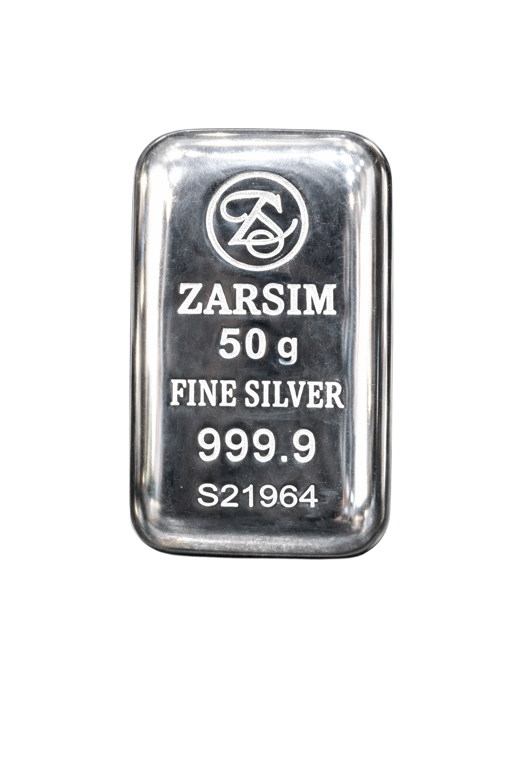 شمش نقره برند زرسیم (ZARSIM) 50گرمی عیار 999.9
