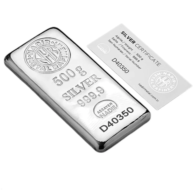 شمش نقره نادیر ترک 500 گرمی عیار 999.9 سال 2025