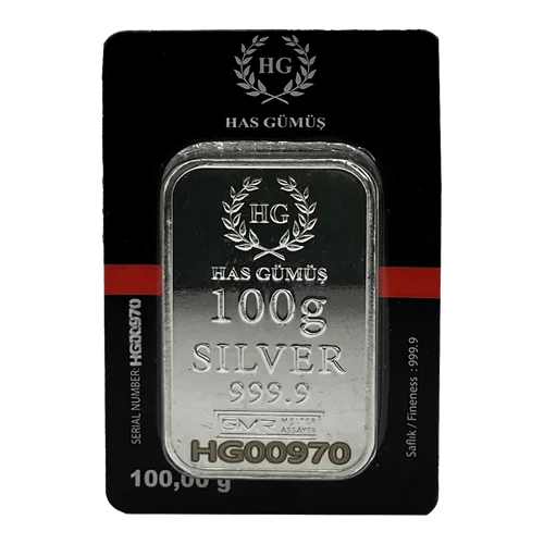 شمش نقره 100 گرمی GMR عیار 999